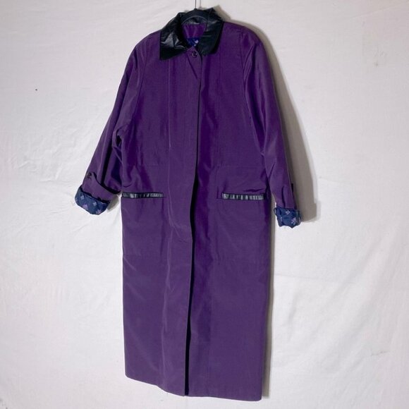 Vintage Long Purple Coat W Quilted Lining L - Picture 1 of 14